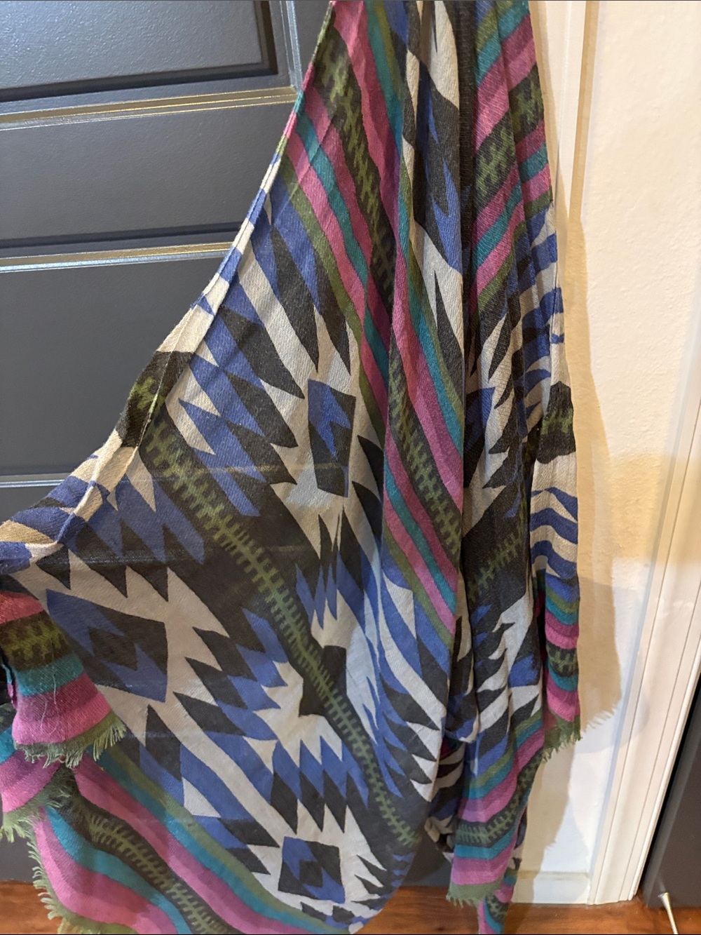 Steve Madden Blue Pink Green Geometric scarf